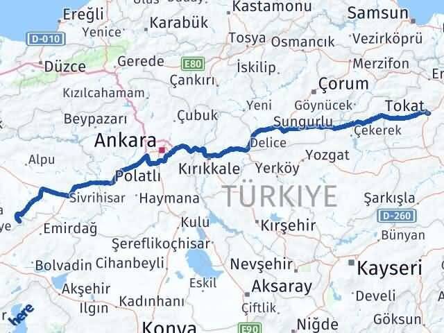 Tokat Han Eskişehir Arası Kaç Km - Yol Haritası