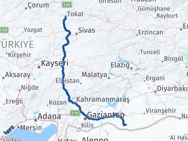 Tokat Harran Şanlıurfa Arası Kaç Km - Yol Haritası
