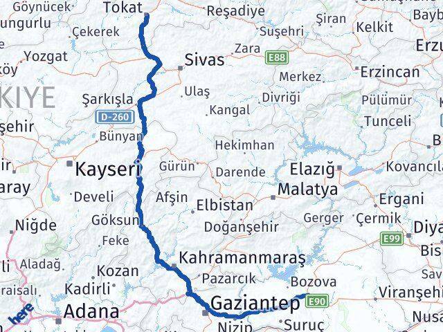 Tokat Karaköprü Şanlıurfa Arası Kaç Km - Yol Haritası