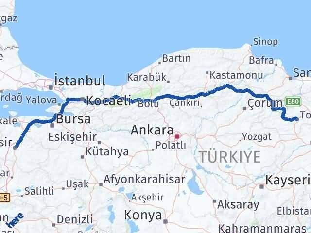 Tokat Karesi Balıkesir Arası Kaç Km - Yol Haritası