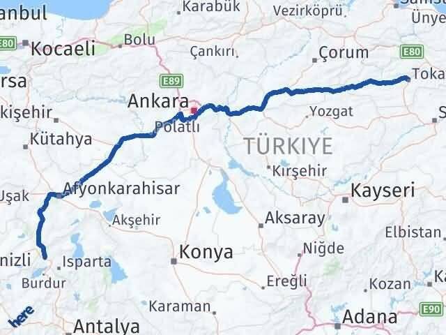 Tokat Keçiborlu Isparta Arası Kaç Km - Yol Haritası