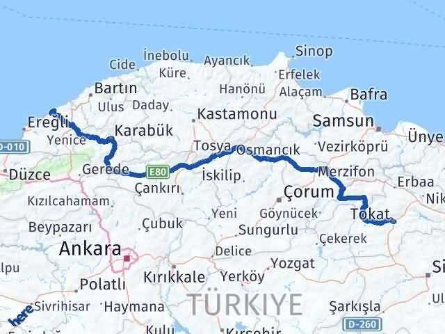 Tokat Kilimli Zonguldak Arası Kaç Km - Yol Haritası