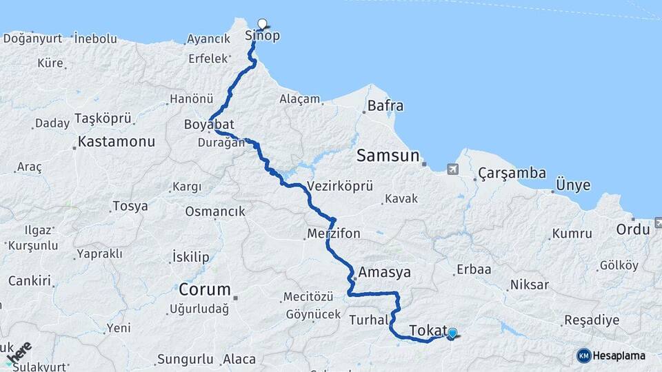 Tokat Kızık Arası Kaç Km - Yol Haritası