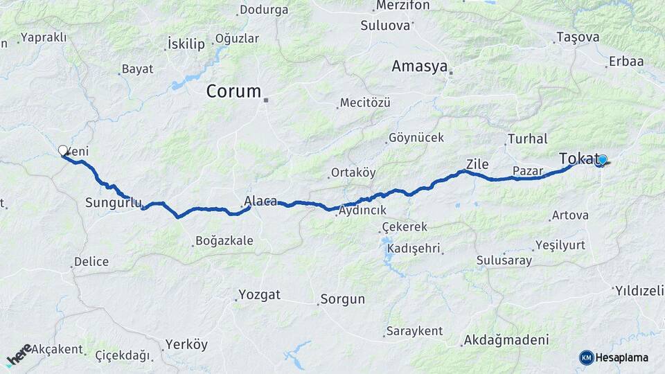Tokat Kızılırmak Çankırı Arası Kaç Km - Yol Haritası