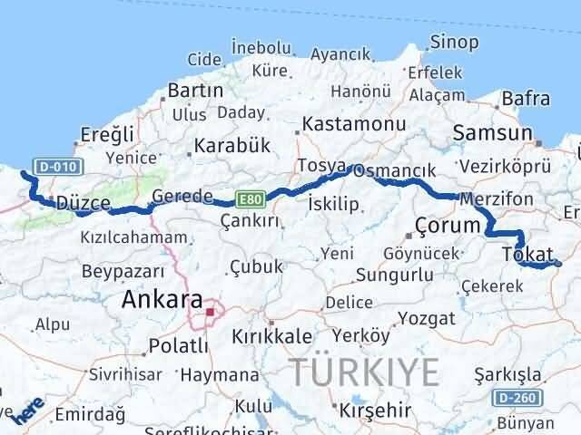 Tokat Kocaali Sakarya Arası Kaç Km - Yol Haritası