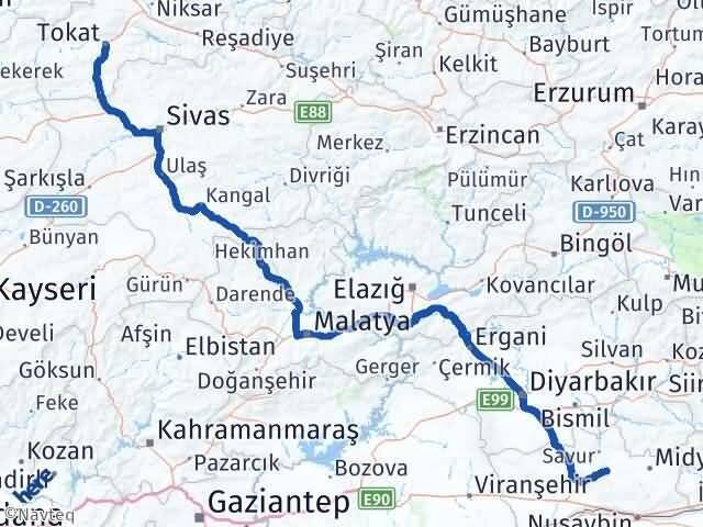 Tokat Ömerli Mardin Arası Kaç Km - Yol Haritası