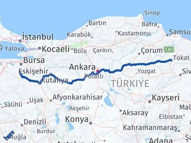 Tokat Orhaneli Bursa Arası Kaç Km - Yol Haritası