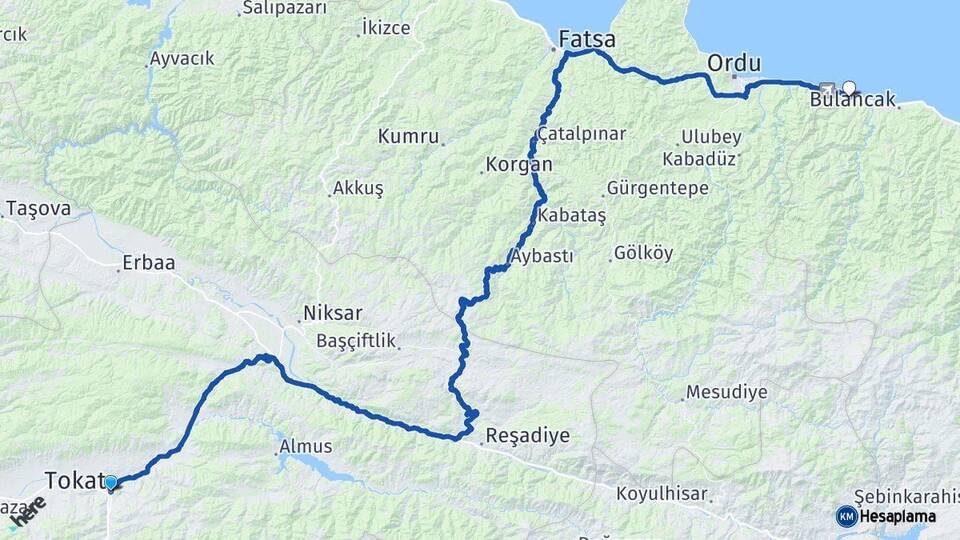 Tokat Piraziz Giresun Arası Kaç Km - Yol Haritası