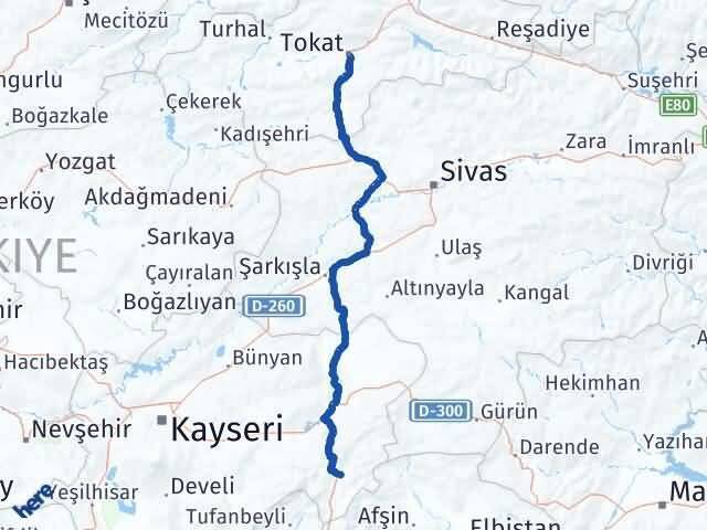 Tokat Sarız Kayseri Arası Kaç Km - Yol Haritası