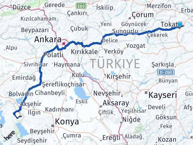 Tokat Şarkikaraağaç Isparta Arası Kaç Km - Yol Haritası