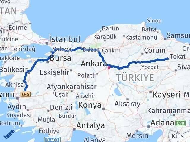 Tokat Şehzadeler Manisa Arası Kaç Km - Yol Haritası