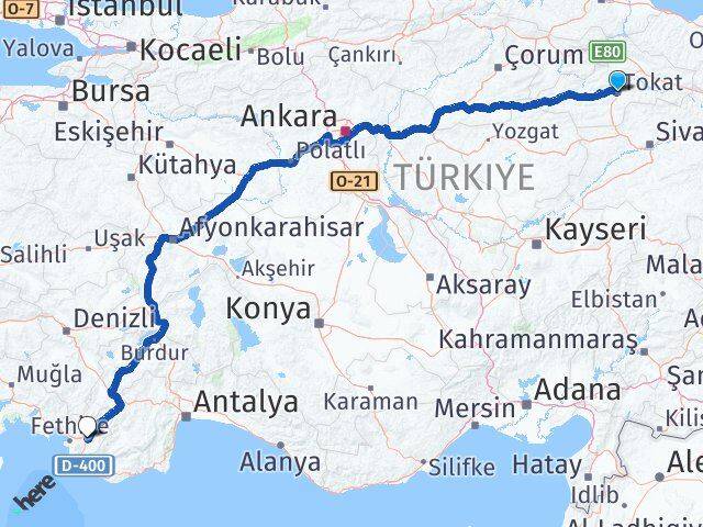 Tokat Seydikemer Muğla Arası Kaç Km - Yol Haritası