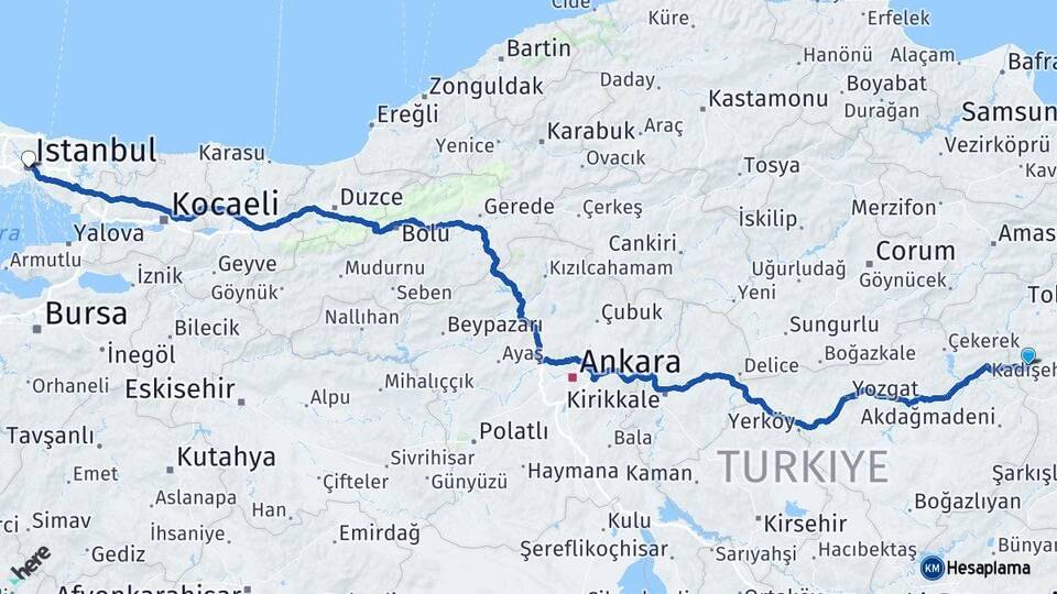 Tokat Sulusaray İstanbul Arası Kaç Km - Yol Haritası
