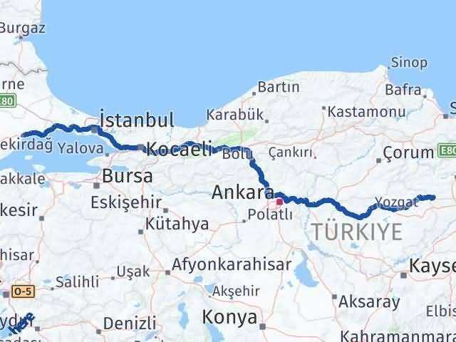 Tokat Sulusaray Tekirdağ Arası Kaç Km - Yol Haritası