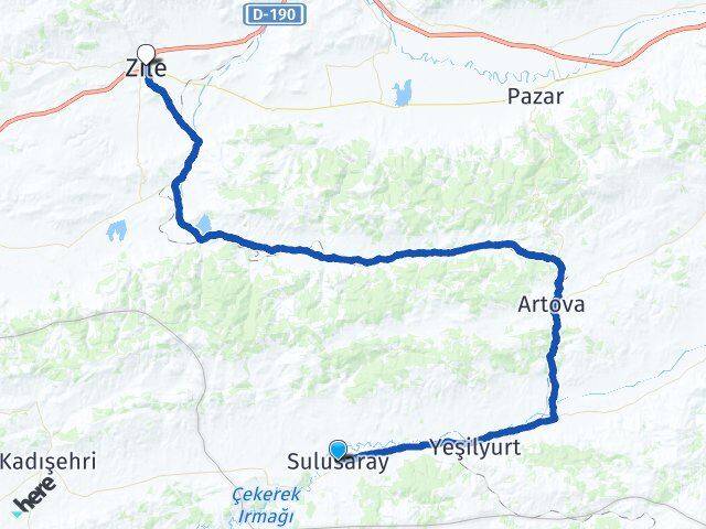 Tokat Sulusaray Zile Arası Kaç Km - Yol Haritası