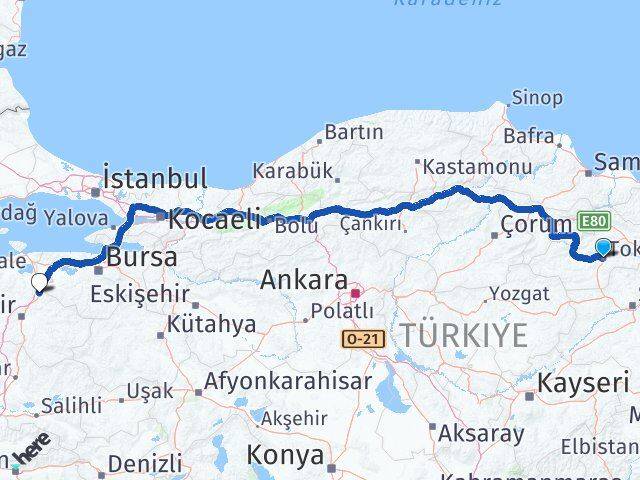Tokat Susurluk Balıkesir Arası Kaç Km - Yol Haritası