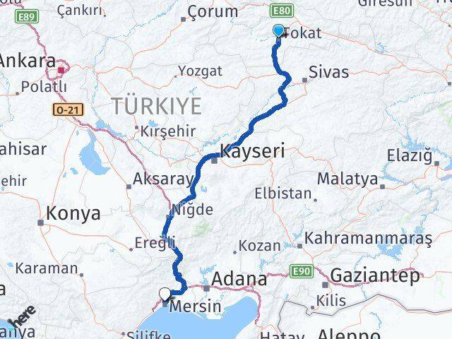 Tokat Toroslar Mersin Arası Kaç Km - Yol Haritası