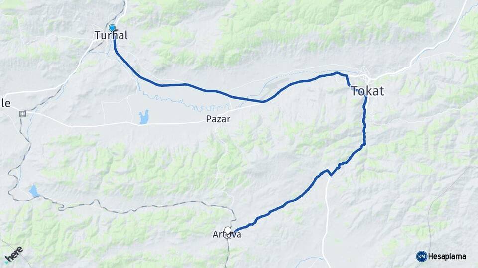 Tokat Turhal Artova Arası Kaç Km - Yol Haritası