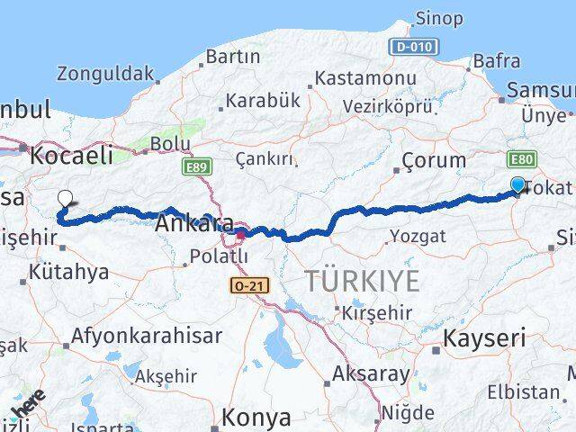 Tokat Yenipazar Bilecik Arası Kaç Km - Yol Haritası