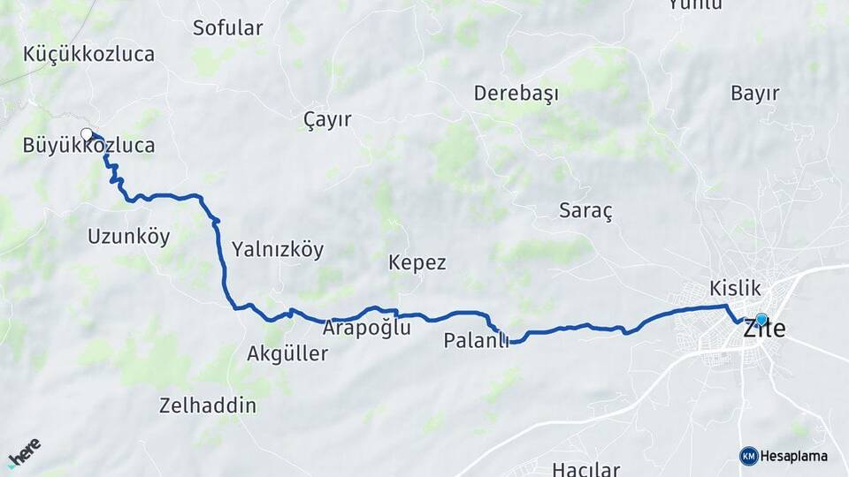 Tokat Zile Büyükkozluca Zile Arası Kaç Km - Yol Haritası