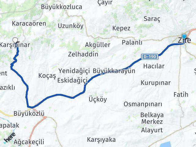 Tokat Zile Karşıpınar Zile Arası Kaç Km - Yol Haritası