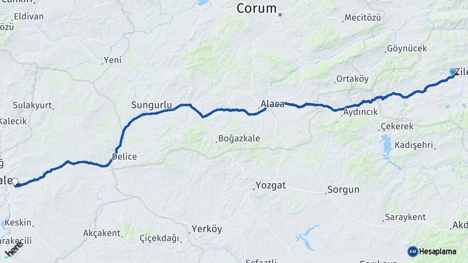 Tokat Zile Kırıkkale Arası Kaç Km - Yol Haritası