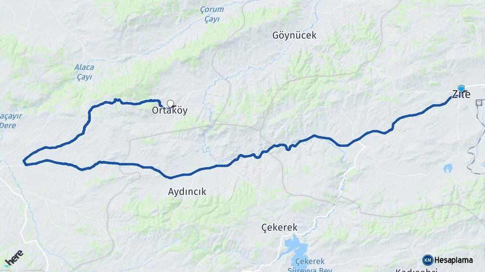 Tokat Zile Ortaköy Çorum Arası Kaç Km - Yol Haritası