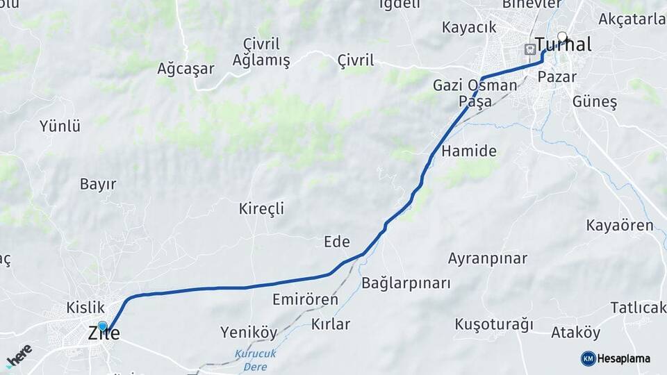 Tokat Zile Turhal Arası Kaç Km - Yol Haritası