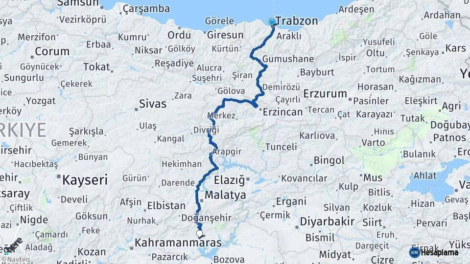 Trabzon Adıyaman Arası Kaç Saat? Yol Haritası, Yakıt, Rota ve Mesafe Hesaplama Trabzon Adıyaman Arası Kaç Km? Kaç Saat? Yol Haritası