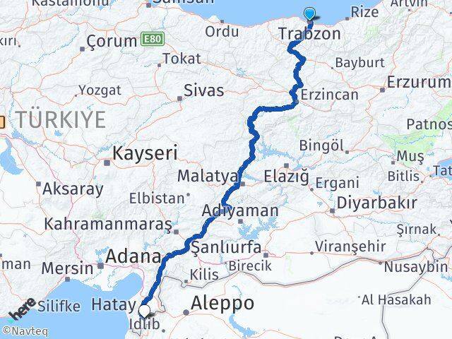 Trabzon Altınözü Hatay Arası Kaç Km - Yol Haritası