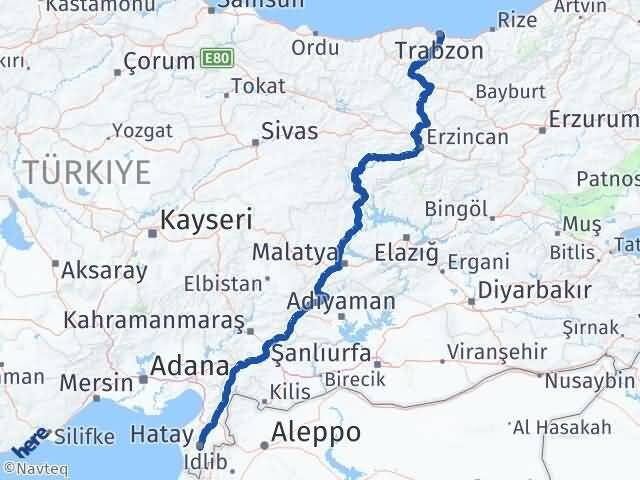 Trabzon Antakya Hatay Arası Kaç Km - Yol Haritası