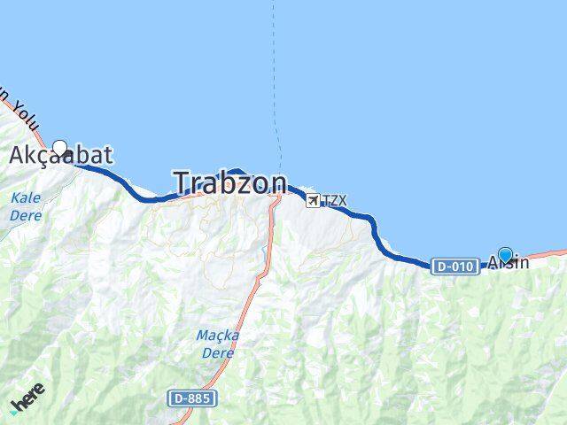 Trabzon Arsin Akçaabat Arası Kaç Km - Yol Haritası
