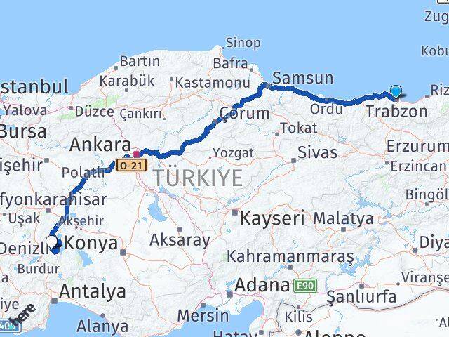 Trabzon Atabey Isparta Arası Kaç Km - Yol Haritası