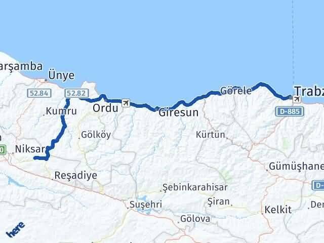 Trabzon Başçiftlik Tokat Arası Kaç Km - Yol Haritası