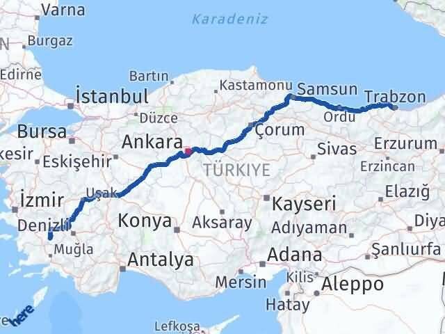 Trabzon Bozdoğan Aydın Arası Kaç Km - Yol Haritası