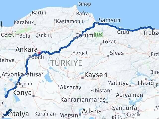 Trabzon Eğirdir Isparta Arası Kaç Km - Yol Haritası