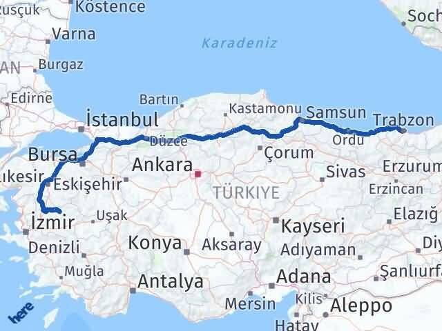 Trabzon Gördes Manisa Arası Kaç Km - Yol Haritası