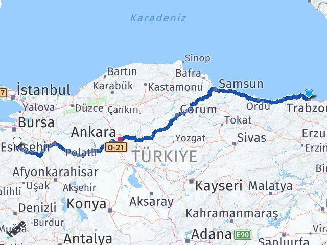 Trabzon Harmancık Bursa Arası Kaç Km - Yol Haritası