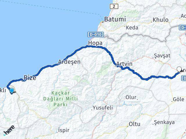 Trabzon Hayrat Ardahan Arası Kaç Km - Yol Haritası