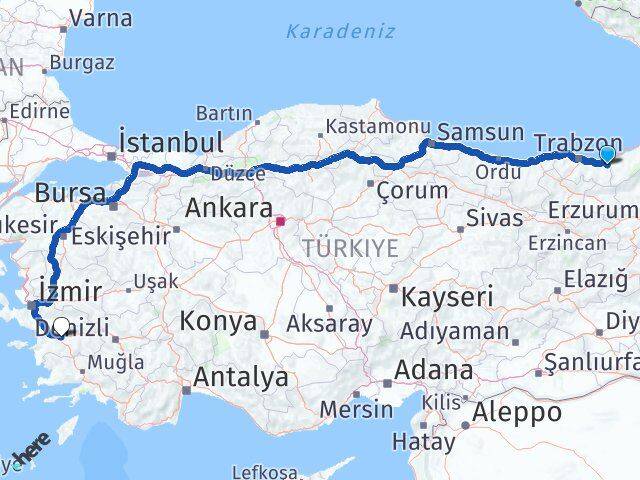 Trabzon Hayrat Aydın Arası Kaç Km - Yol Haritası