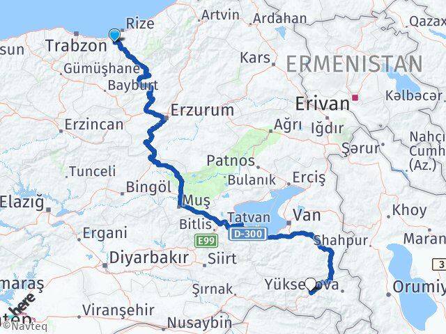 Trabzon Hayrat Hakkari Arası Kaç Km - Yol Haritası