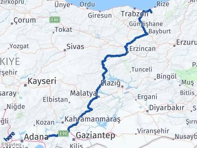 Trabzon Hayrat Osmaniye Arası Kaç Km - Yol Haritası