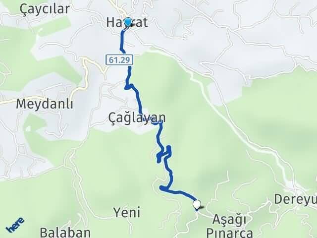 Trabzon Hayrat Pınarca Hayrat Arası Kaç Km - Yol Haritası