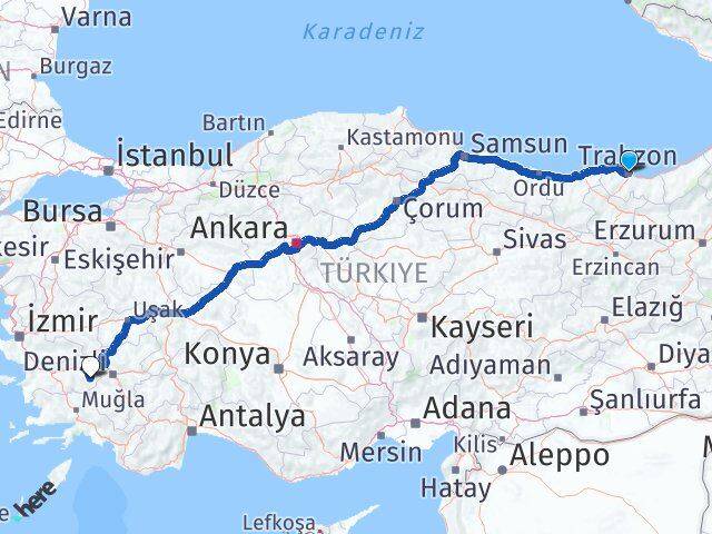 Trabzon Karacasu Aydın Arası Kaç Km - Yol Haritası