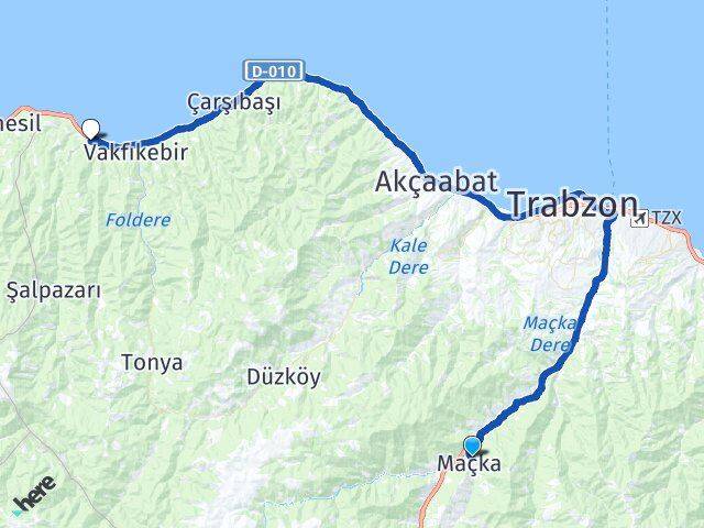 Trabzon Maçka Beşikdüzü Arası Kaç Km - Yol Haritası