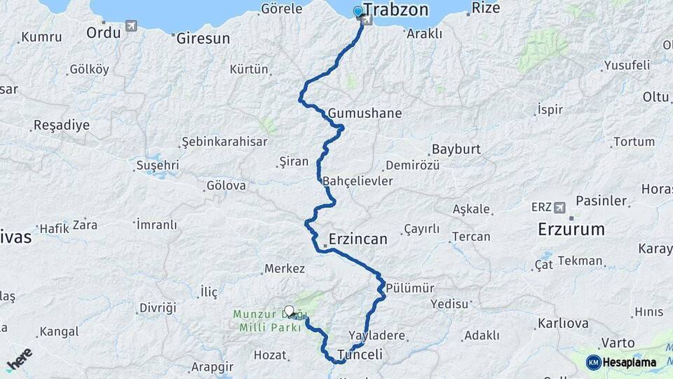 Trabzon Ovacık Tunceli Arası Kaç Saat? Yol Haritası, Yakıt, Rota ve Mesafe Hesaplama Trabzon Ovacık Tunceli Arası Kaç Km? Kaç Saat? Yol Haritası