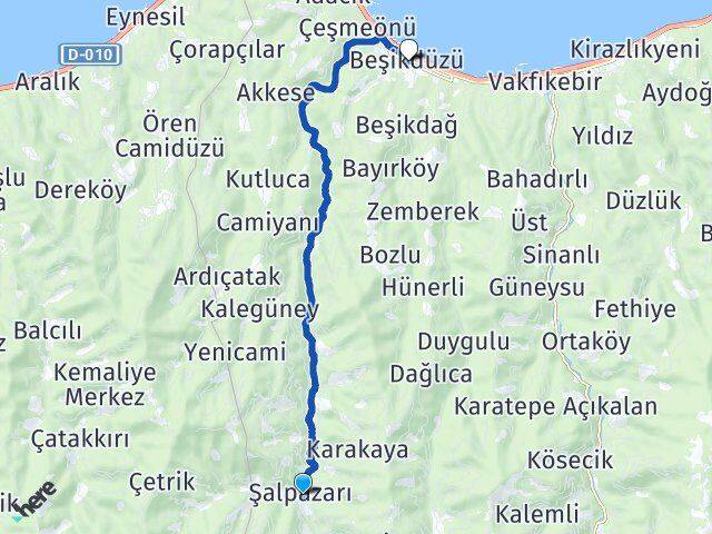 Trabzon Şalpazarı Beşikdüzü Arası Kaç Km - Yol Haritası