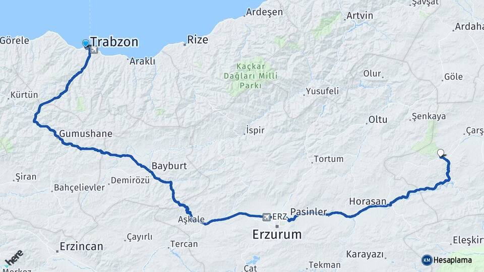 Trabzon Sarıkamış Kars Arası Kaç Km - Yol Haritası