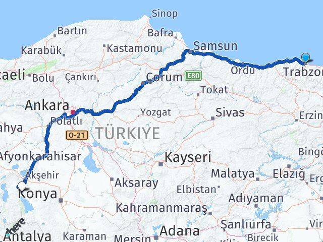 Trabzon Şarkikaraağaç Isparta Arası Kaç Km - Yol Haritası
