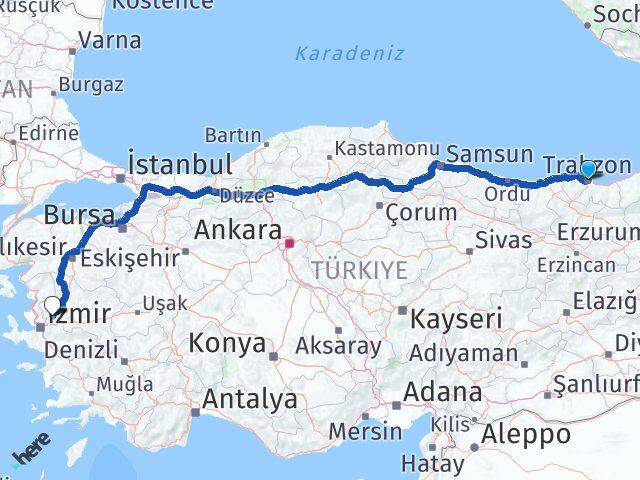 Trabzon Şehzadeler Manisa Arası Kaç Km - Yol Haritası